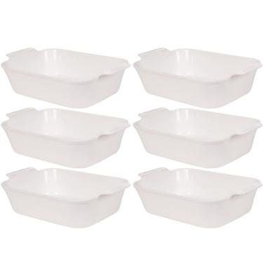 Imagem de Travessa de plástico retangular 2,5 litros marmorizado com 6 unidades Plasutil ref. 16380