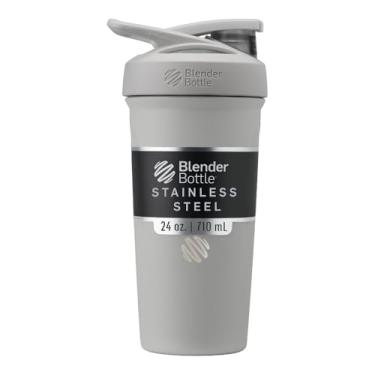 Imagem de BlenderBottle Strada Garrafa de água de aço inoxidável isolada com batedor de arame, 700 ml, cinza