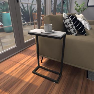 Imagem de Mesa Lateral Cinza Aparador De Sofa Sala Mesa Lateral Cama