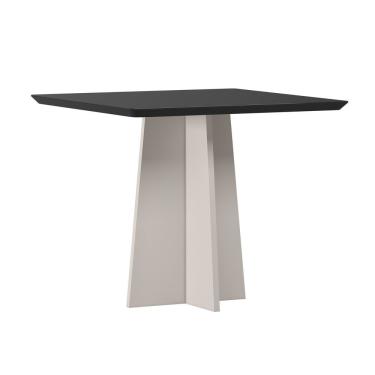 Imagem de Mesa De Jantar Para 4 Lugares 90cm Tampo Quadrado Com Vidro Anitta Off White Preto