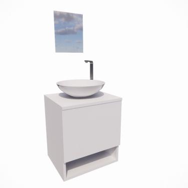 Imagem de Gabinete Armário Para Banheiro Com Cuba E Espelho 40cm Branco