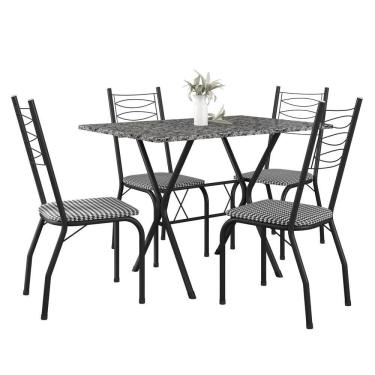 Imagem de Mesa Retangular Fabone Miami Com 4 Cadeiras Estofadas Preto
