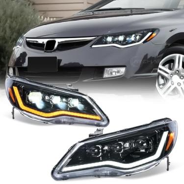 Imagem de Archaic Faróis de LED completos para Honda Civic FD2/Mugen RR/RC 2007-2011, 3 conjuntos de lâmpadas de cabeça de projetor para Acura CSX 2006-2011, farol com seta sequencial, Plug & Play, par