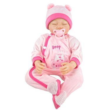 Imagem de Bebe Reborn Kiki Deitada Soninho Olhinho Fechado Acessórios Chupeta Ma
