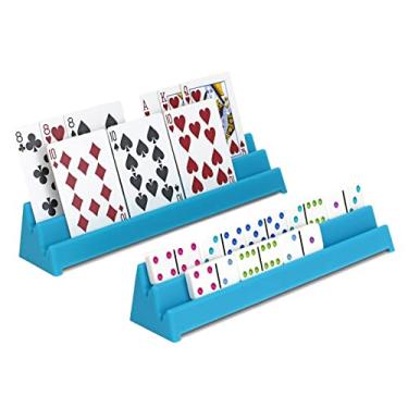 Imagem de GameTamer Suporte de cartas de baralho e suporte de dominó para jogo de mãos livres e organização de jogos de tabuleiro (domadores de cartas - conjunto de 2, azul aqua)