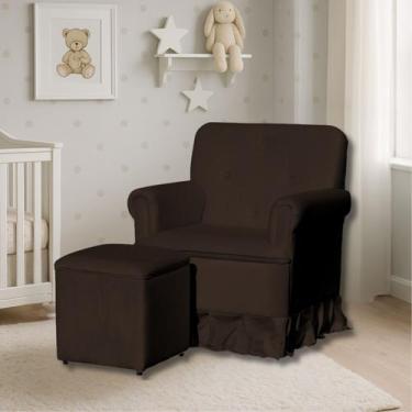 Imagem de Poltrona de Amamentação Para Mamãe Catarina Balanço e Puff Suede - Tat