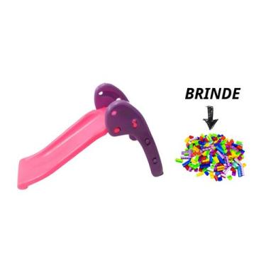 Imagem de Escorregador Baby 2 Degraus Para Meninas Na cor Rosa Com glitter e Esc