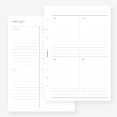 Imagem de Agenda A5 semanal sem data com borda forrada a cada hora em duas páginas para Filofax A5, refil de agenda LV GM 6 furos 14 x 21 cm