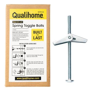 Imagem de QUALIHOME Âncoras de parafuso de mola - Âncoras de parede resistentes para pendurar itens com paredes ocas e mais - Âncora de parede oca de aço inoxidável para molduras, prateleiras, espelhos e mais,