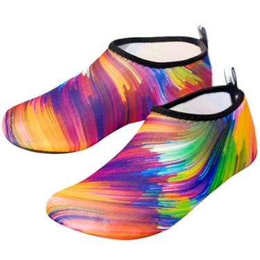 Imagem de ZJchao Sapatos de água Secagem Rápida Conforto Proteção Flexível Anti Slip Espessado Sola para Praia Piscina Atividades Poliéster Rosa Vermelha íris Multicolor Preto M L XL XXL (12)