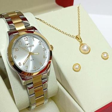 Imagem de Relógio Technos Feminino Analógico Bicolor Boutique Kit 2035MKK/K5K