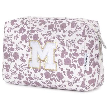 Imagem de Narwey Bolsa de maquiagem inicial personalizada, presentes de Páscoa para adolescentes, meninas, crianças, mulheres, monograma, bolsa cosmética moderna, 6, 8, 10, 11, 12, 13, 14, 16, 18 anos de idade