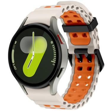 Imagem de Pulseiras de silicone marinho compatíveis com Samsung Galaxy Watch Ultra 7 6 5 4 FE de 47 mm, 40 mm, 44 mm, 5 Pro 6, pulseira respirável, esportiva sem lacunas, compatível com Samsung Watch Ultra de