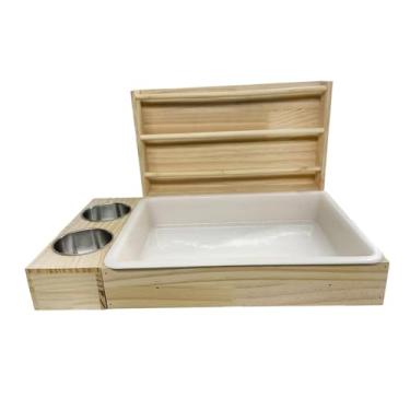 Imagem de Baoblaze Alimentador de feno para coelhos 3 em 1, gaiola de brinquedo para alimentação de porquinhos-da-índia, acessórios para suporte de feno para