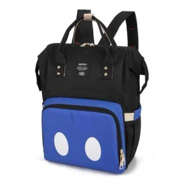 Imagem de Mochila Maternidade Bolsa Mamãe Bebê Multifunção – Moderna, Lavável e com Compartimento Térmico para Mamadeiras (Azul)