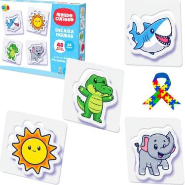 Imagem de Jogos Encaixa Figuras Animais 48 Peças Brinquedo Infantil - GGB Brinqu