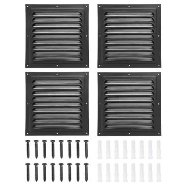 Imagem de PATIKIL Ventilação de empena de alumínio de 20,32 cm x 20,32 cm, 4 peças, saída de parede externa, ventilação, ventilação, sofá, grelha, HVAC, grade de ar com tela embutida para teto de garagem no