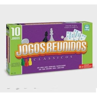 Imagem de Kit 10 jogos - damas, ludo, trilha, loto, palavras cruzadas, gamão, mini xadrez, sobra 1, batalha naval e xadrez chinês