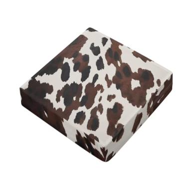 Imagem de Eheartsgir Capa de almofada para assento externo com estampa de vaca marrom com zíper, resistente a manchas, lavável, capa protetora de móveis macios para decoração de cadeira de piscina e varanda