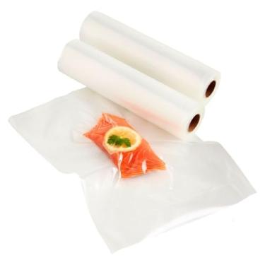 Imagem de Kit 2 Rolos Bobina Saco a Vácuo com Ranhuras para Alimentos Plástico para Seladora Máquina a Vacuo 25cm x 5metros