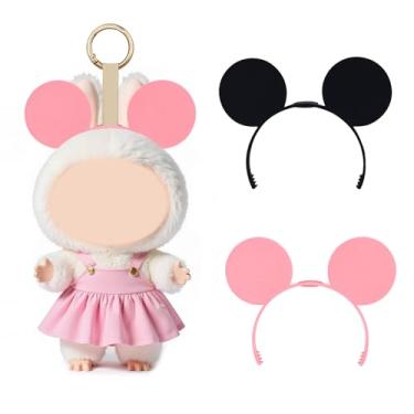 Imagem de 2 Pack 3D Printed Mouse Ears Headband for Dolls, Cute Plush Accessory for Doll Decoration, Perfect for Cosplay, Parties, Anime Fans, Mini Gift (Pink+Black)