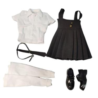 Imagem de oshhni Camisa 1/6 e vestido mini saia cinta acessórios de moda elegantes roupas de boneca para figuras femininas de 12'' fantasia, Preto E Branco