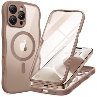 Imagem de BERFY Capa para iPhone 16 Pro Max para mulheres e meninas, [compatível com MagSafe] [protetor de tela de vidro integrado e proteção da câmera] linda capa de celular transparente para iPhone 16 Pro Max