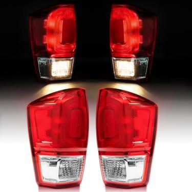 Imagem de MAYELLO Par de luzes traseiras vermelhas com lâmpadas adequadas para caminhões Toyota Tacoma 2016-2023, substituição Plug & Play