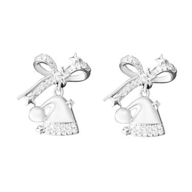 Imagem de Brincos femininos com laço de diamante para cartilagem de árvore de Natal - CZ pérola chapéu de Papai Noel, luvas de boneco de neve, tragus, brincos de costas planas, joias fofas de Natal 20G, 20g