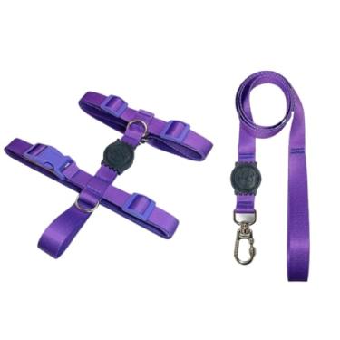 Imagem de Coleira Peitoral H Anti Puxão e Guia 1,10m para Cachorro Varias Estampas(Lilás,G)