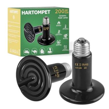Imagem de HARTOMPET Emissor de calor de cerâmica 200W - Lâmpada de calor de réptil preta - Lâmpada de calor de réptil infravermelho para lagartos, anfíbios, tartarugas, cães, gatos - ideal para aquecimento de