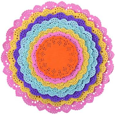 Imagem de Boao Doilies de renda de papel 160 peças descartáveis redondos macaron cor alimentos toalha de mesa para decoração de bolo de casamento, 8 tamanhos sortidos, 12 10,5 9,5 8,5 7,5 6,5 5 5,5 4,5