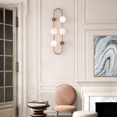 Imagem de Lâmpada De Parede Led De 4 Luzes Vidro Globo Sombra Arandela Lanterna De Parede Decoração Interna Luminárias Para Sala De Estar Quarto Escadas Banheiro Corredor Villa Metal Luzes, Gold