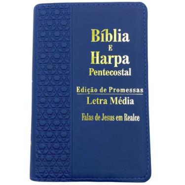 Imagem de Bíblia E Harpa Com Letra Média Pentecostal Azul Rosa 1 Un - King's Cro