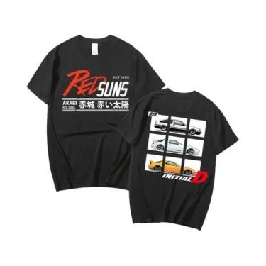 Imagem de Camiseta Unissex Dupla Face Anime Drift AE86 Initial D Com Gola Redond