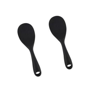 Imagem de Jogo 2 Peças de Colher de Servir 22,5cm em Silicone Preto  UnyHome