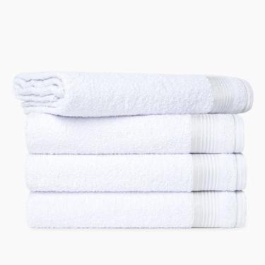 Imagem de Kit c/ 5 toalha de banho maciez extrema branca 100% algodão 70x150cm -