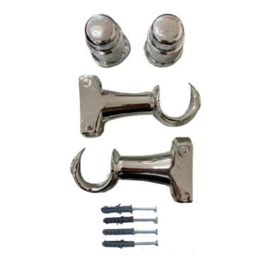 Imagem de Kit 2 Un Suporte Plástico Varão Cortina Simples Comum Ilhós Argola 28m