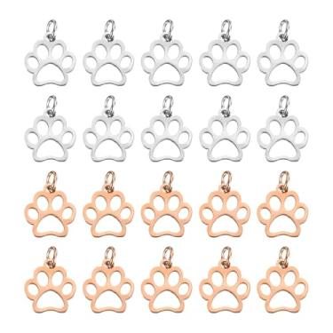 Imagem de PATIKIL Pingentes com estampa de pata de cachorro de 3 mm, 20 peças, pingente de pata de cachorro, fofo, vazado, animal de estimação, pingente de pegada de animal, pingente de chaveiro para fazer