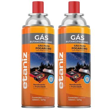 Imagem de Kit 2 Refil Gás Fogareiro Etaniz 400ml 227g Butano Portátil Camping Churrasco Cozinha Maçaricos