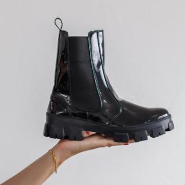 Imagem de Coturno Feminino Estilo Blogueira Cano Alto Elástico Sola Tratorada Plataforma Modelo 11020-Feminino