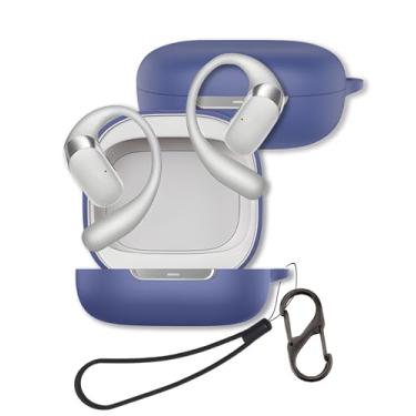 Imagem de Capa para fones de ouvido SHOKZ OpenFit 2+ T921 2025, capa protetora de silicone macio FJIASTB com mosquetão e cordão, à prova de choque (azul escuro)