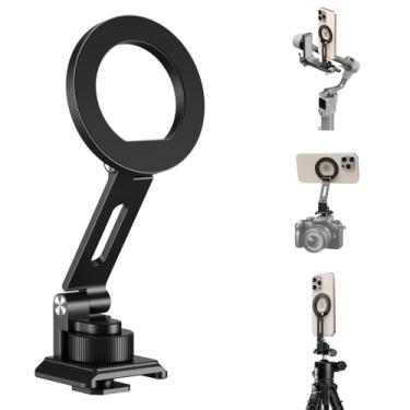 Imagem de elitehood Adaptador de suporte de telefone de tripé de alumínio para DJI RS 4 Mini, suporte magnético de tripé para smartphone com placa Arca-Standard e Hot Shoe para câmera, suporte de telefone Cold