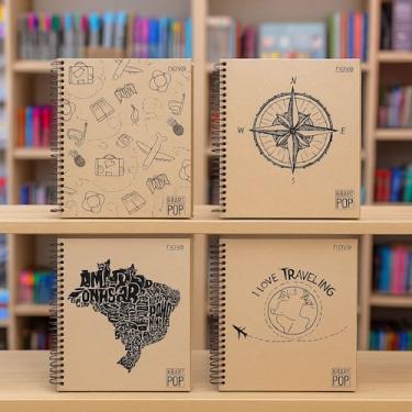 Imagem de Caderno Universitario 10 Matérias 160 Folhas KRAFT POP  Capa Dura Fosc