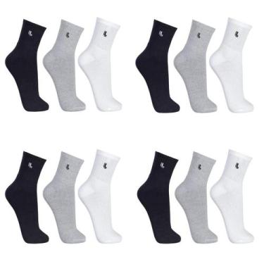 Imagem de Kit Com 12 Pares de Meias Lupo Adulto Am Walk Cano Medio Original, Pre