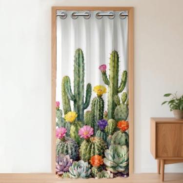 Imagem de CHGCRAFT Cortina boêmia de cacto para porta de porta de cacto cortina divisória de quarto com anéis de plástico cortinas dobráveis para porta de armário, quarto, sala de estar, 99 x 199 cm