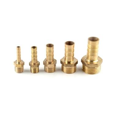 Imagem de 1 peça cauda de farpa de mangueira 4 ~ 25 mm encaixe de tubo de latão 1/20.3 cm 1/10.2 cm 3/20.3 cm 1/5.1 cm 2.5 cm conector pagode conector macho junta adaptador de acoplador de cobre (10 mm farpa, 3