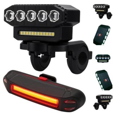Imagem de Kit Farol Dianteiro e Lanterna Traseira Recarregável Para Bicicleta LE