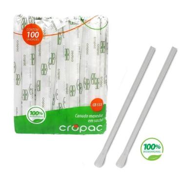Imagem de Canudo Mexedor Biodegradável - Pacote com 100 Unidades - Cropac