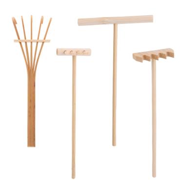 Imagem de Conjunto de ancinho de jardim Zen, inclui 4 estilos de ancinhos Zen mini de mesa, areia de rocha, acessórios de jardim, mini ferramentas de carimbo de ancinho para decoração de mesa de presente de